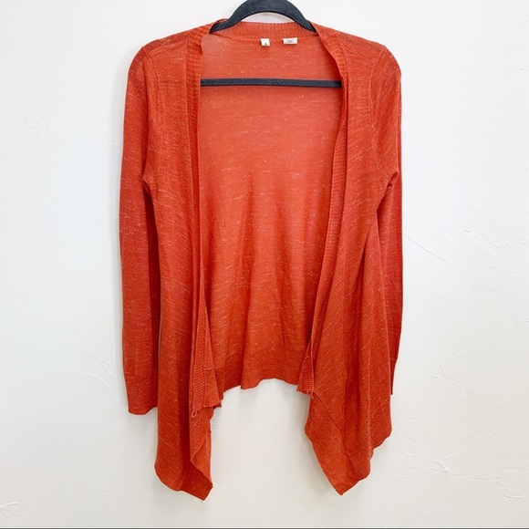 Anthropologie Moth Women’s Orange Pumpkin Open Oversized Thin Wrap Cardigan - Picture 4 of 12